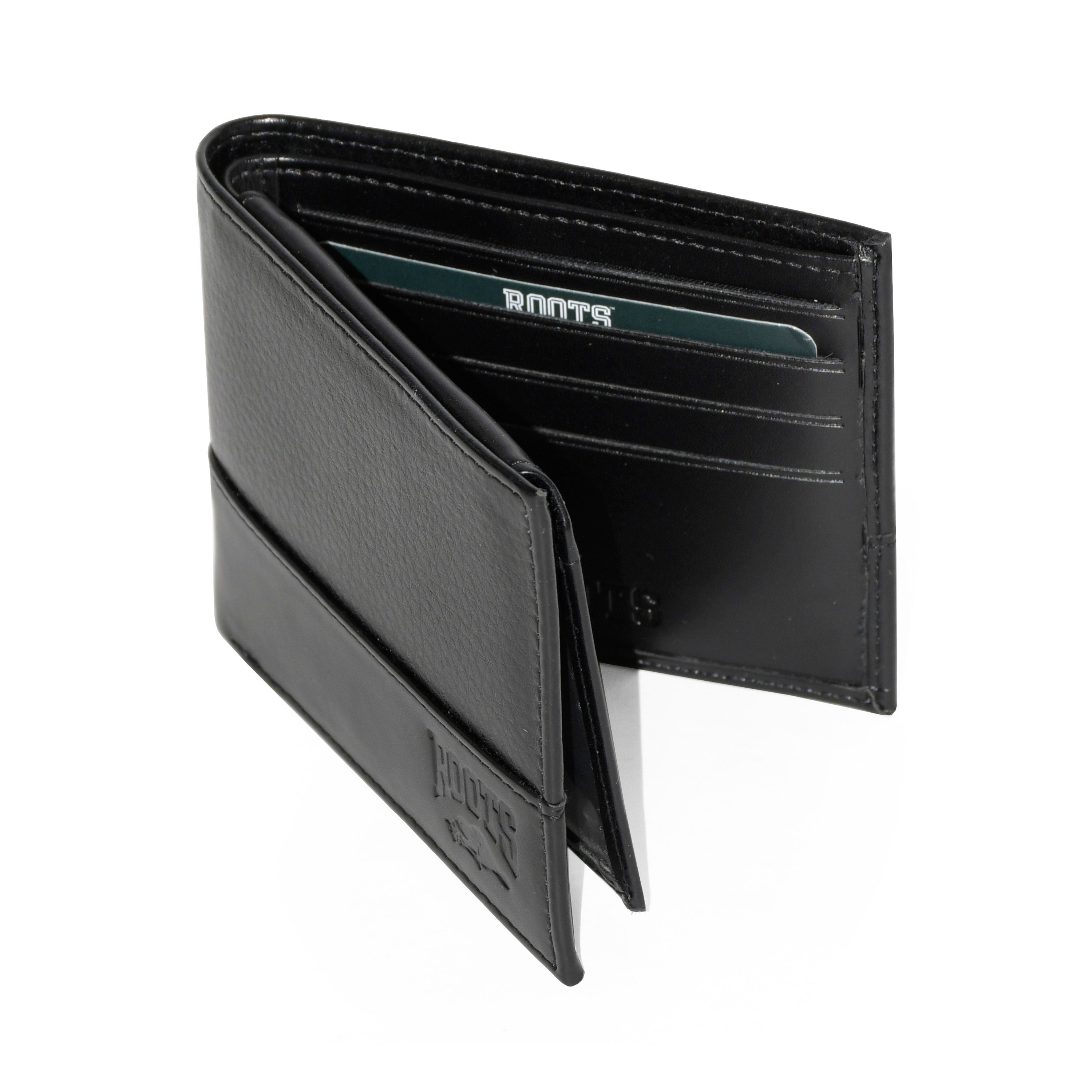 Men's Slim Wallet with Non Removable Top Flap featuring 8 credit card slots and 2 ID windows, designed for style and functionality.