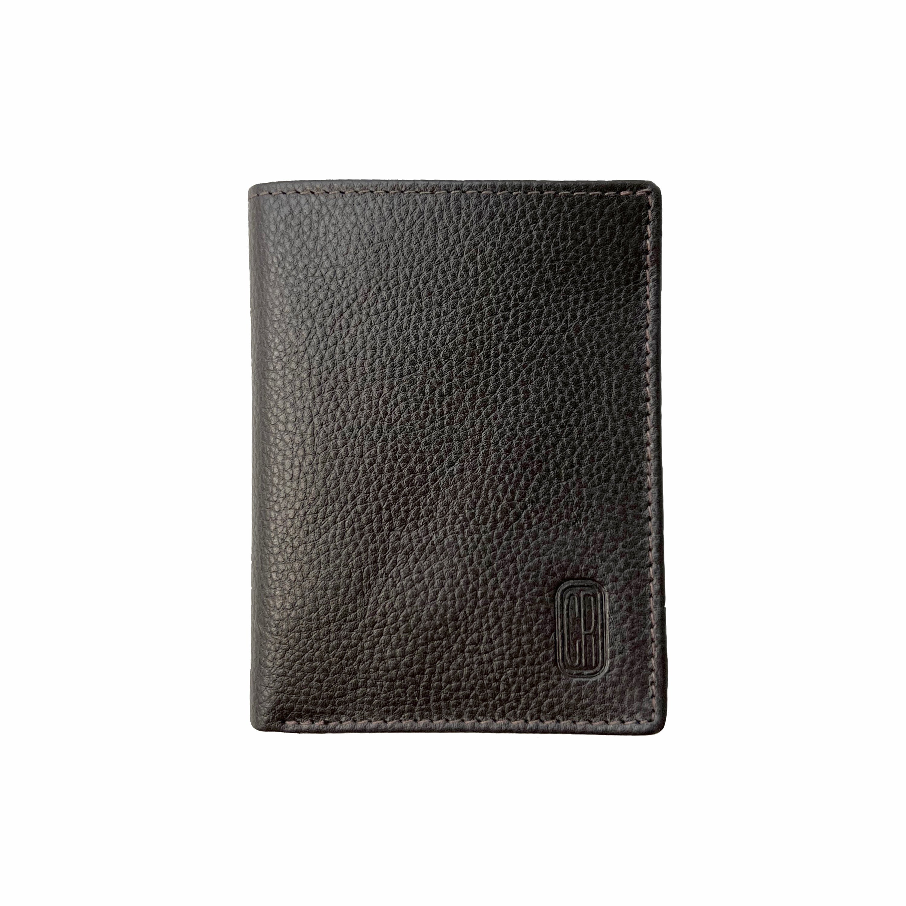 Men's Vertical SlimFold Wallet in leather with multiple card slots and ID window.