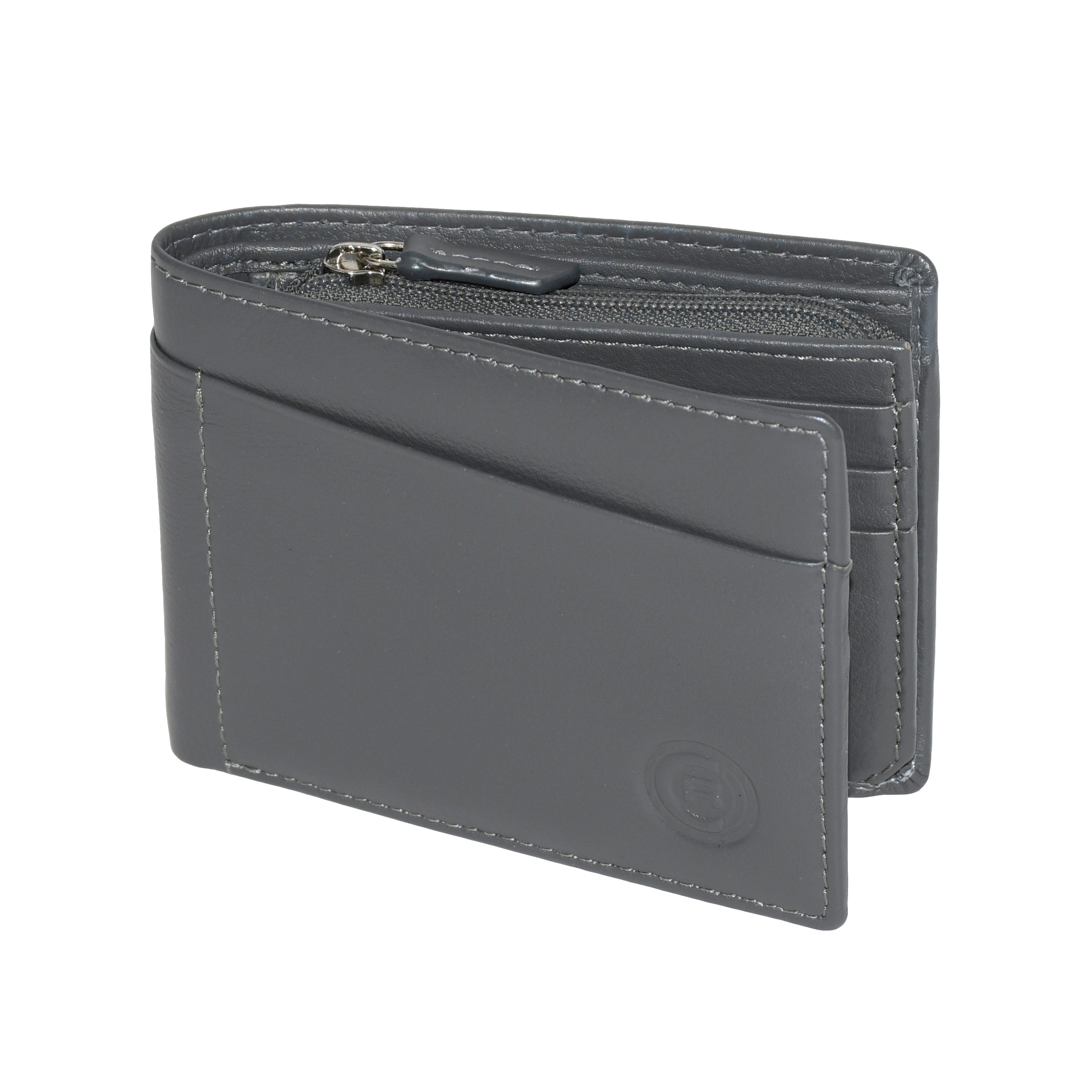 Men's wallet featuring a zippered pocket, multiple card slots, and a sleek design, perfect for everyday use.