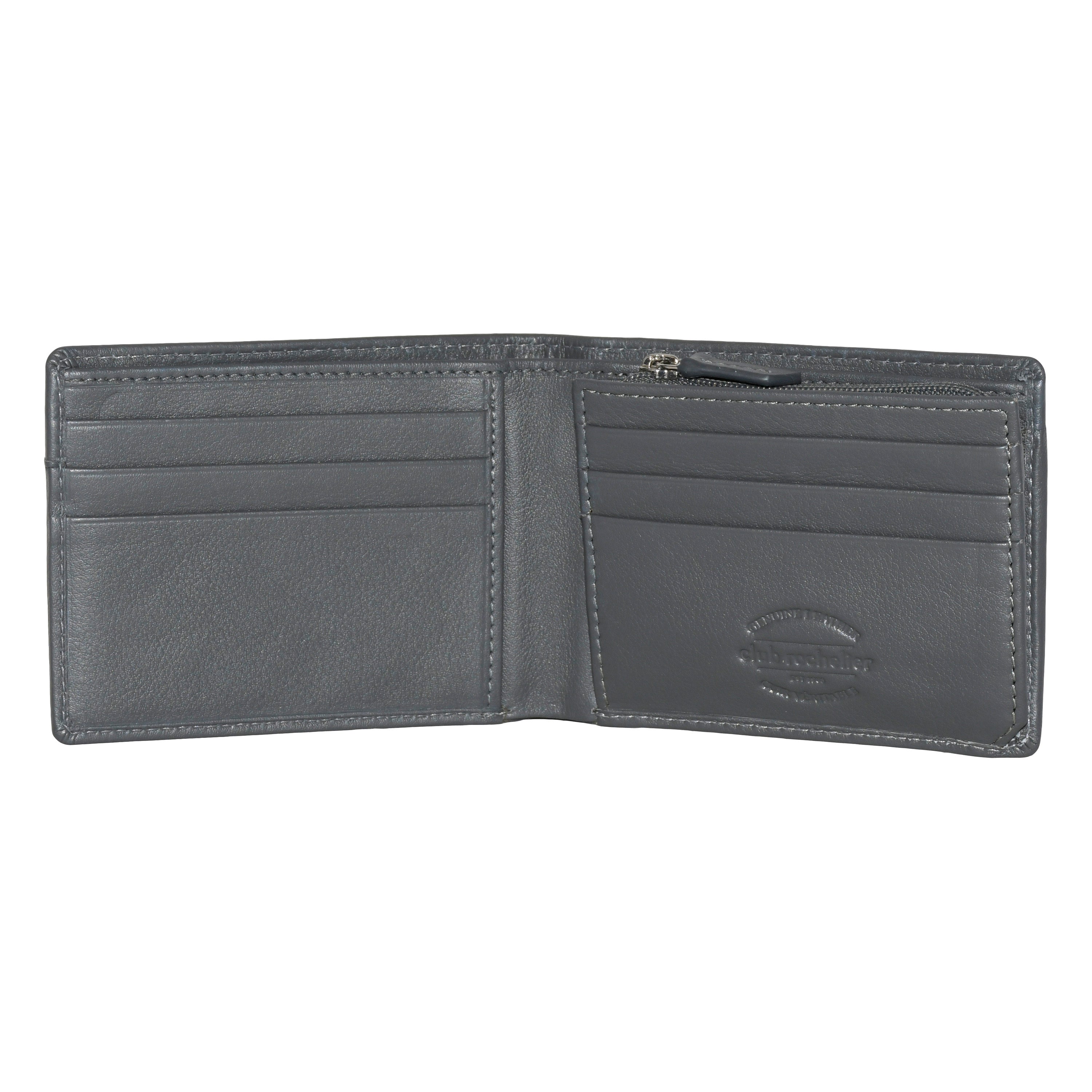 Men's wallet featuring a zippered pocket, multiple card slots, and a sleek design, perfect for everyday use.