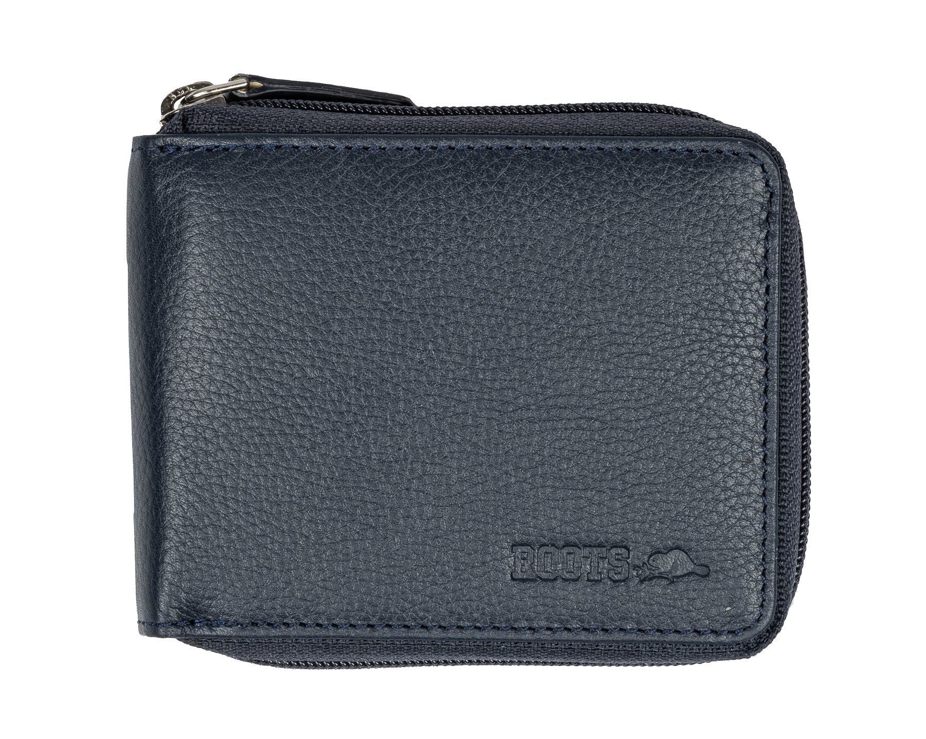 Men's Zip Around Coin Wallet in soft-touch milled leather with multiple compartments and secure zipper closure.