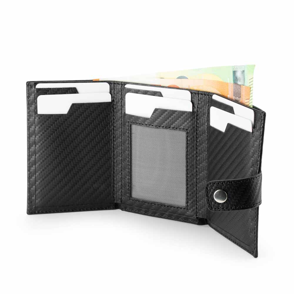 Mini Wallet Torino aus hochwertigem Echtleder, schlankes Design mit RFID-Schutz und Platz für Karten und Münzen.