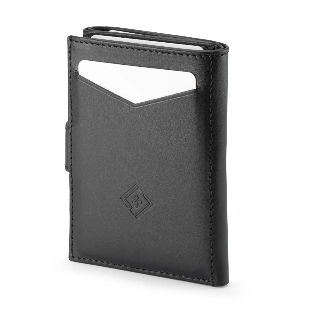 Mini Wallet Torino aus hochwertigem Echtleder, schlankes Design mit RFID-Schutz und Platz für Karten und Münzen.