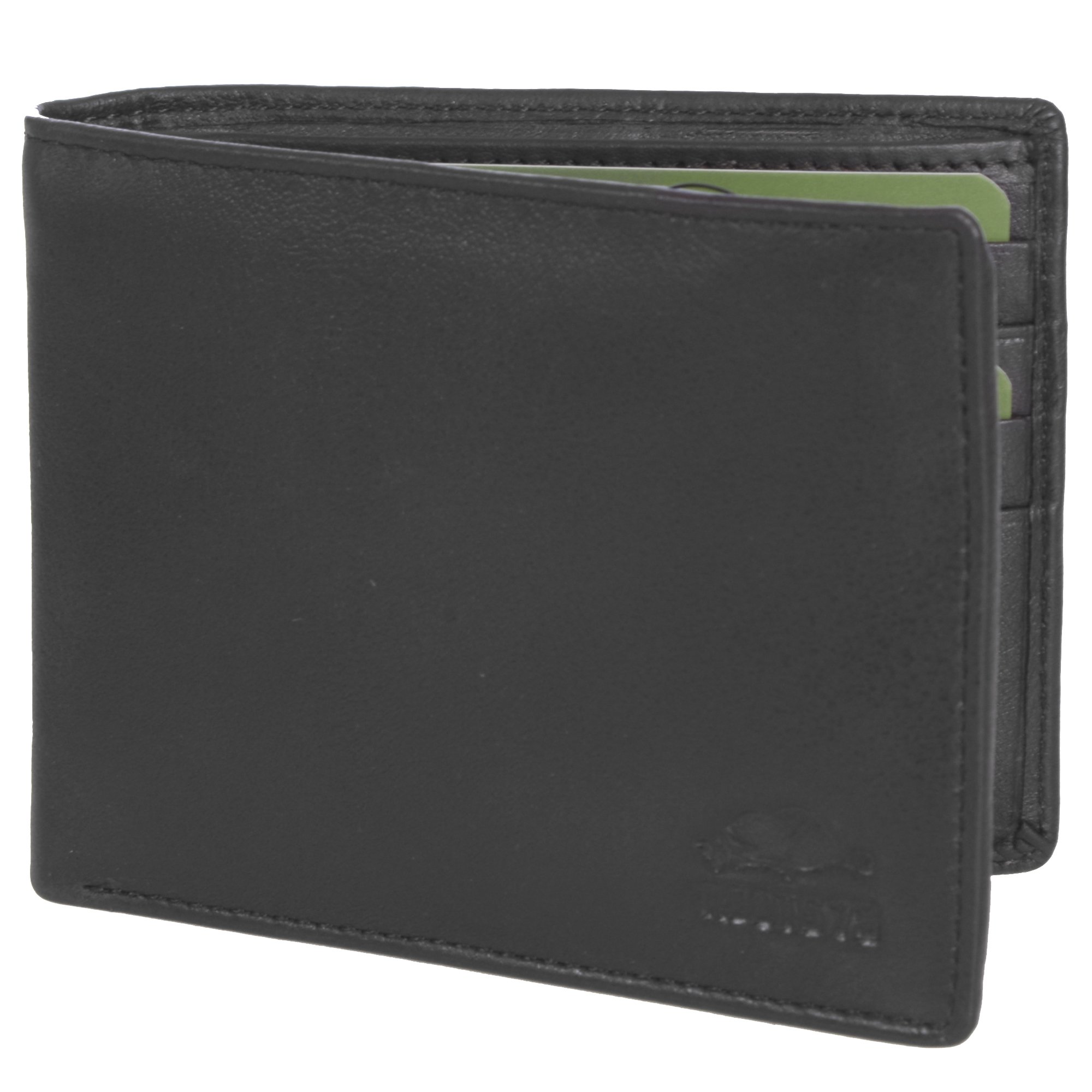 ROOTS Slimfold Wallet in color-block design with removable ID, featuring multiple card slots and RFID protection.