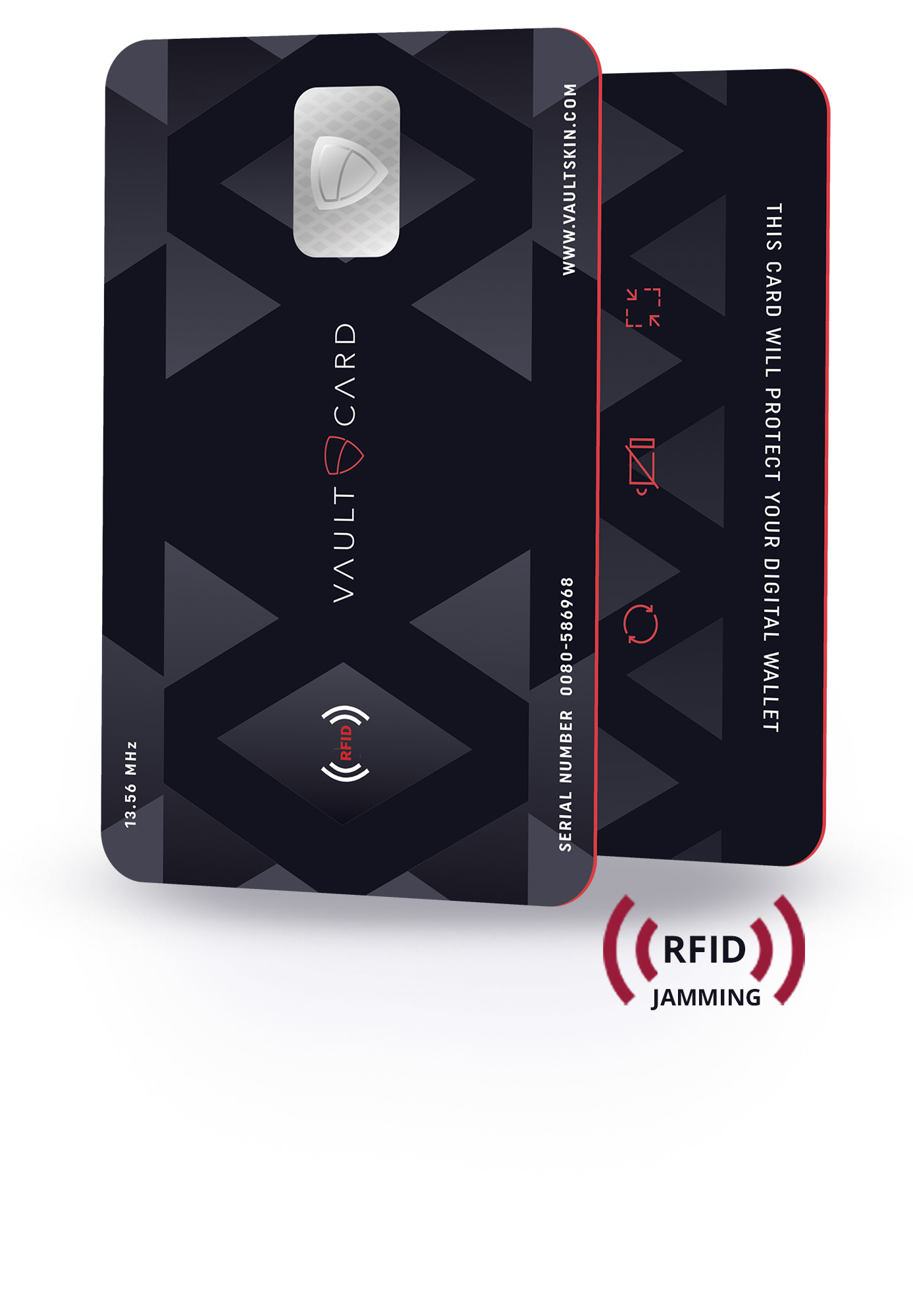 VAULTCARD RFID blocking card, compact and lightweight, designed to protect against RFID skimming.