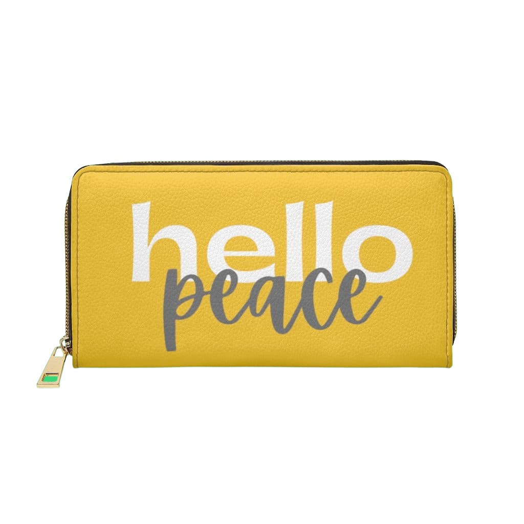 Stylish yellow and white zip purse for women, featuring cruelty-free faux leather and gold stitching.