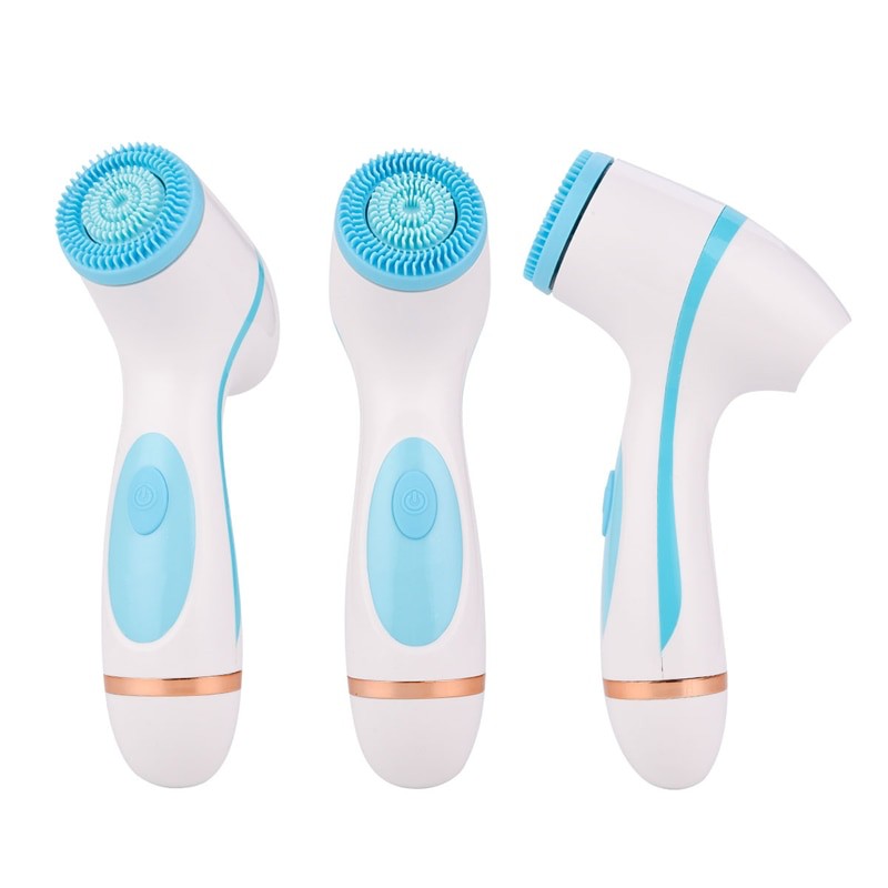 3 In 1 Electric Facial Cleansing Brush with interchangeable heads for deep cleaning and facial massage, designed for all skin types.