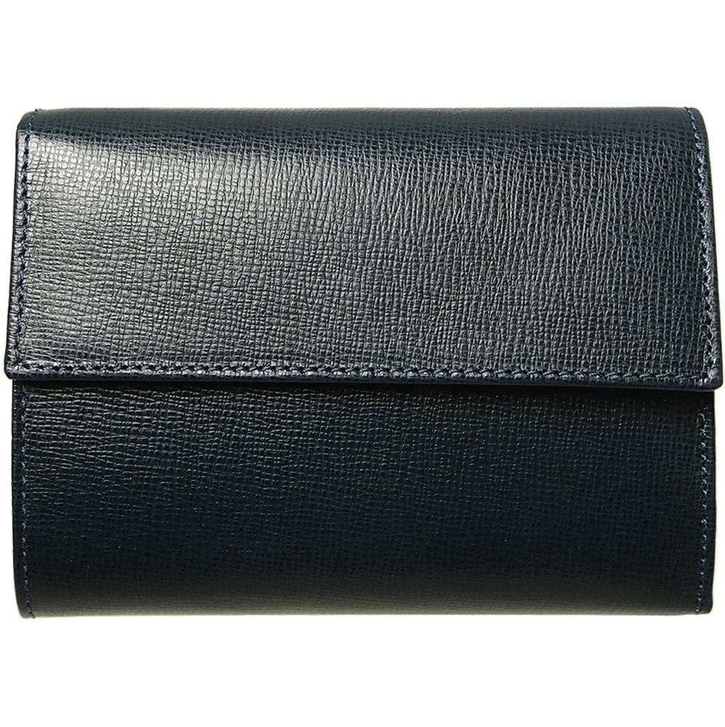 6 Credit Card Saffiano Leather French Wallet in Black, showcasing its sleek design and premium craftsmanship.