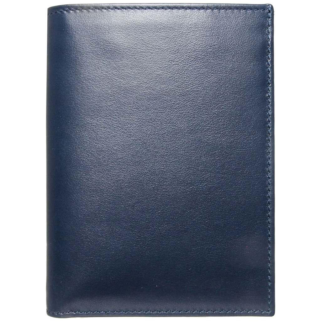 8 Credit Card Pocket Buffed Leather Billfold in blue, showcasing its sleek design and premium calf leather finish, ideal for blazers.