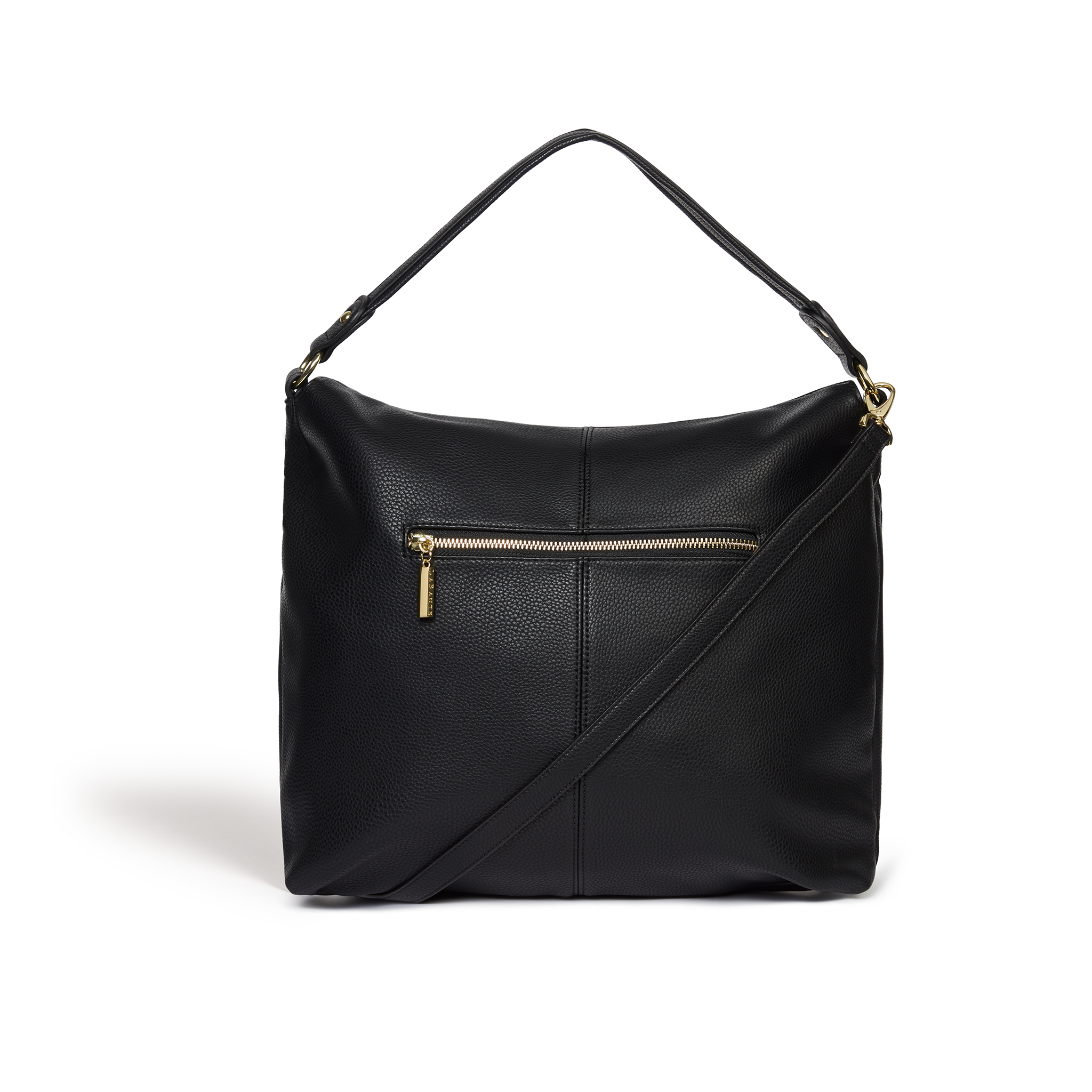 Abelia Black Vegan Hobo Bag featuring a soft silhouette, bow detail, and zip closure, perfect for everyday use.