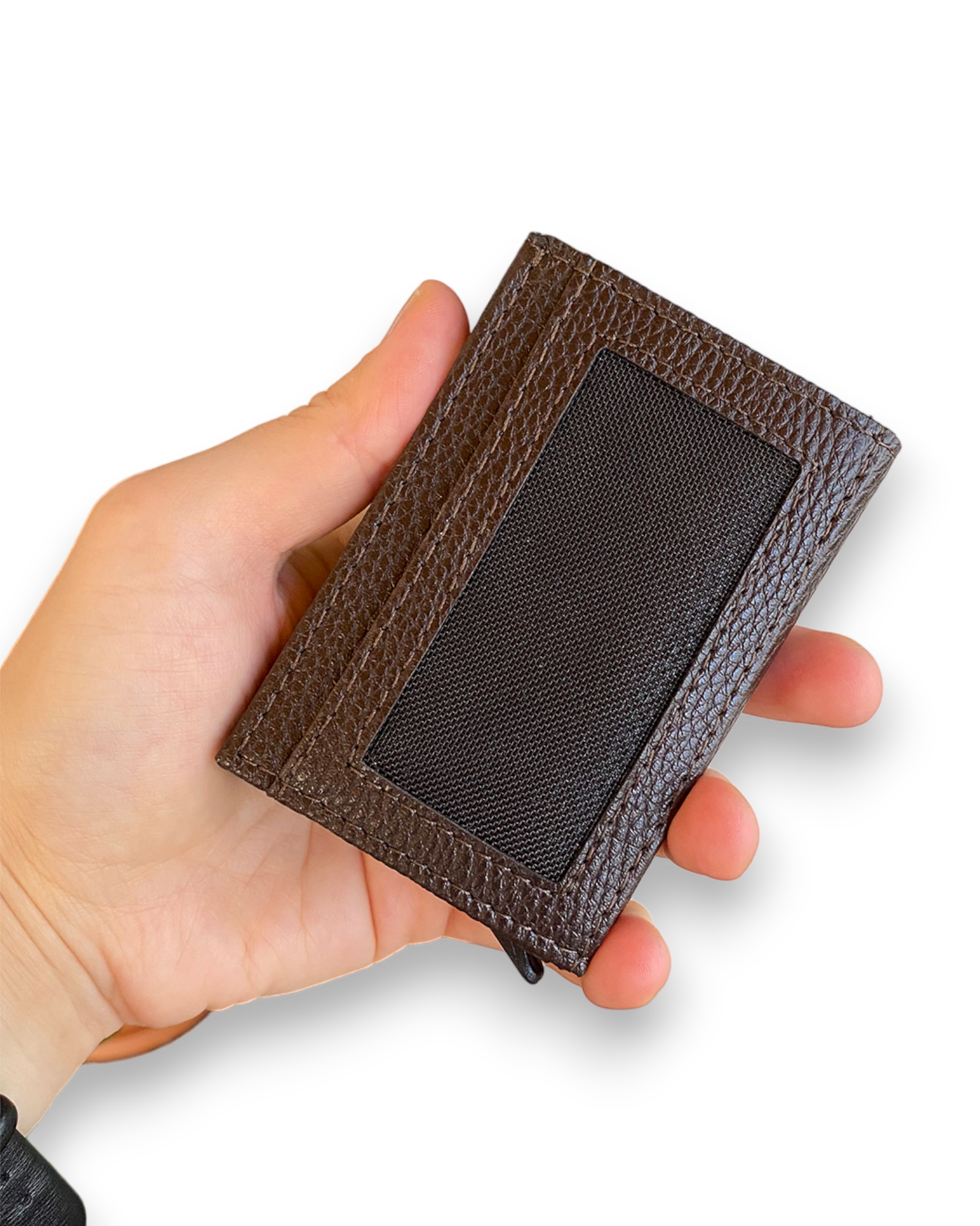 Agara PU Leather RFID Mechanism Card Holder in sleek design, showcasing card slots and pop-up mechanism.