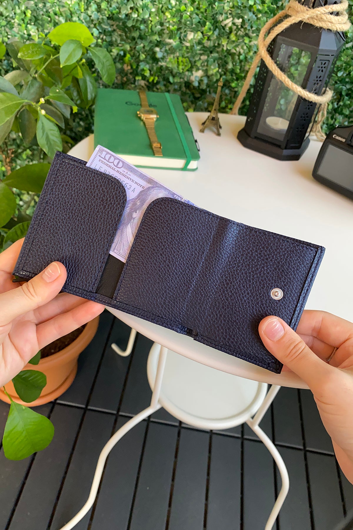 Agara PU Leather RFID Mechanism Card Holder in sleek design, showcasing card slots and pop-up mechanism.