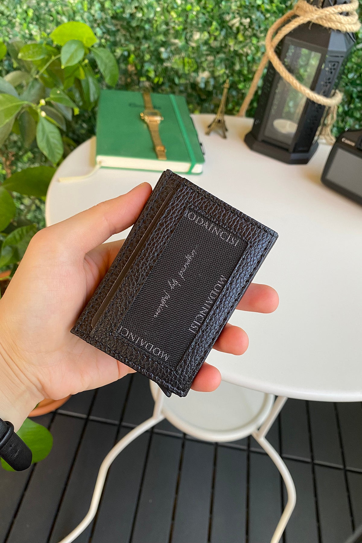 Agara PU Leather RFID Mechanism Card Holder in sleek design, showcasing card slots and pop-up mechanism.