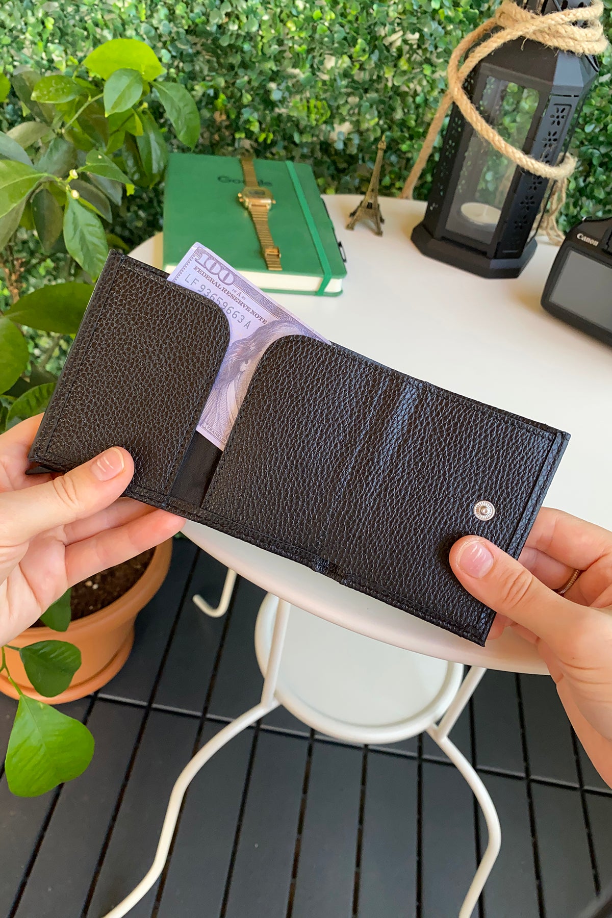 Agara PU Leather RFID Mechanism Card Holder in sleek design, showcasing card slots and pop-up mechanism.