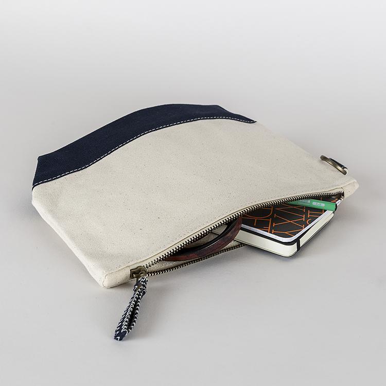 All In Zip Top Pouch in heavyweight canvas with a sturdy zipper and loop ring, perfect for organizing small items.