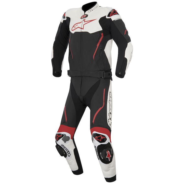 Alpinestars Atem 2-Piece Race Suit showcasing premium leather, stretch panels, and ventilation features for optimal racing performance.