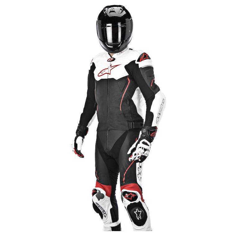 Alpinestars Atem 2-Piece Race Suit showcasing premium leather, stretch panels, and ventilation features for optimal racing performance.