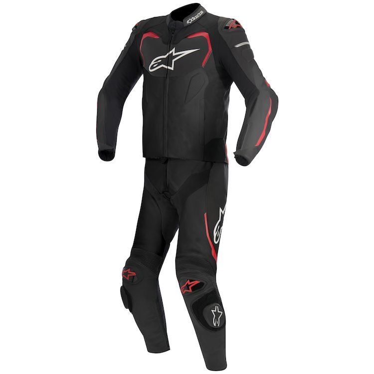 Alpinestars GP Pro 2 Piece Leather Suit showcasing premium leather, protective features, and stylish design for motorcycle racing.