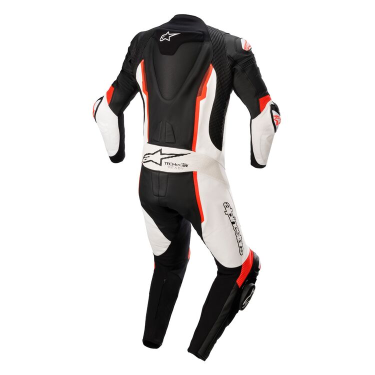 Alpinestars Missile V2 Race Suit showcasing premium leather, protective armor, and ventilation features for motorcycle racing.