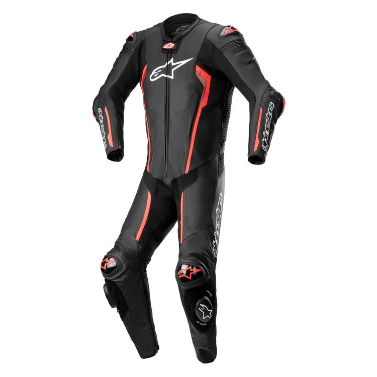 Alpinestars Missile V2 Race Suit showcasing premium bovine leather and advanced protective features for motorcycle racing.