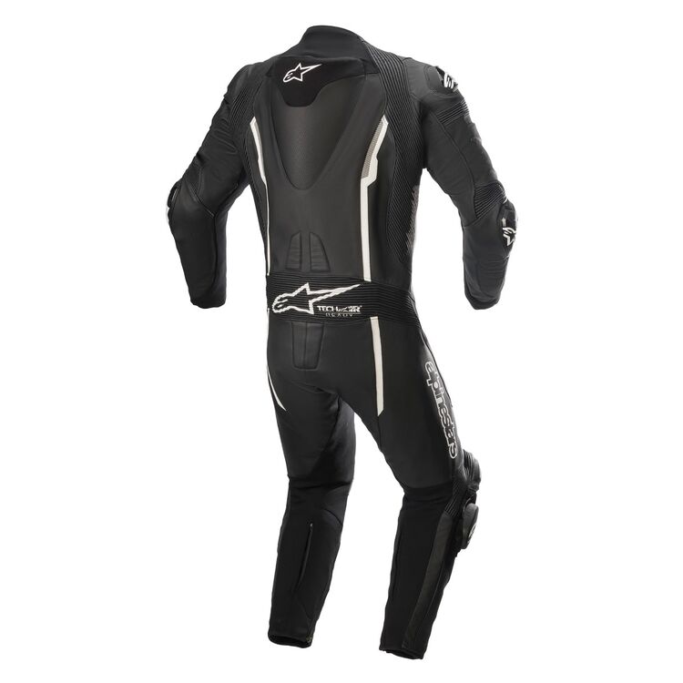 Alpinestars Missile V2 Race Suit showcasing premium bovine leather and advanced protective features for motorcycle racing.