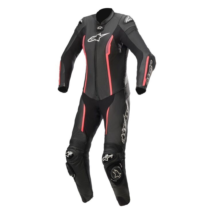 Alpinestars Stella Missile V2 Race Suit showcasing premium bovine leather and advanced protective features designed for female riders.