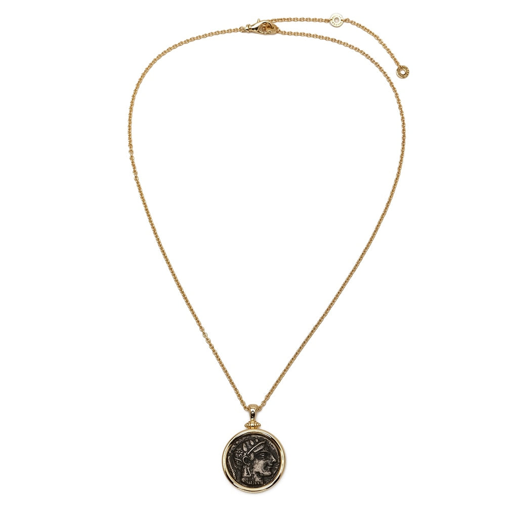 Amorita Vintage Roman Coin Necklace featuring a 3cm pendant with a portrait coin design on a stylish link chain.