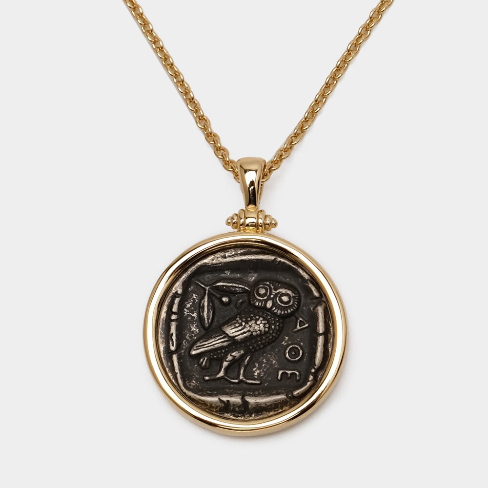 Amorita Vintage Roman Coin Necklace featuring a 3cm pendant with a portrait coin design on a stylish link chain.