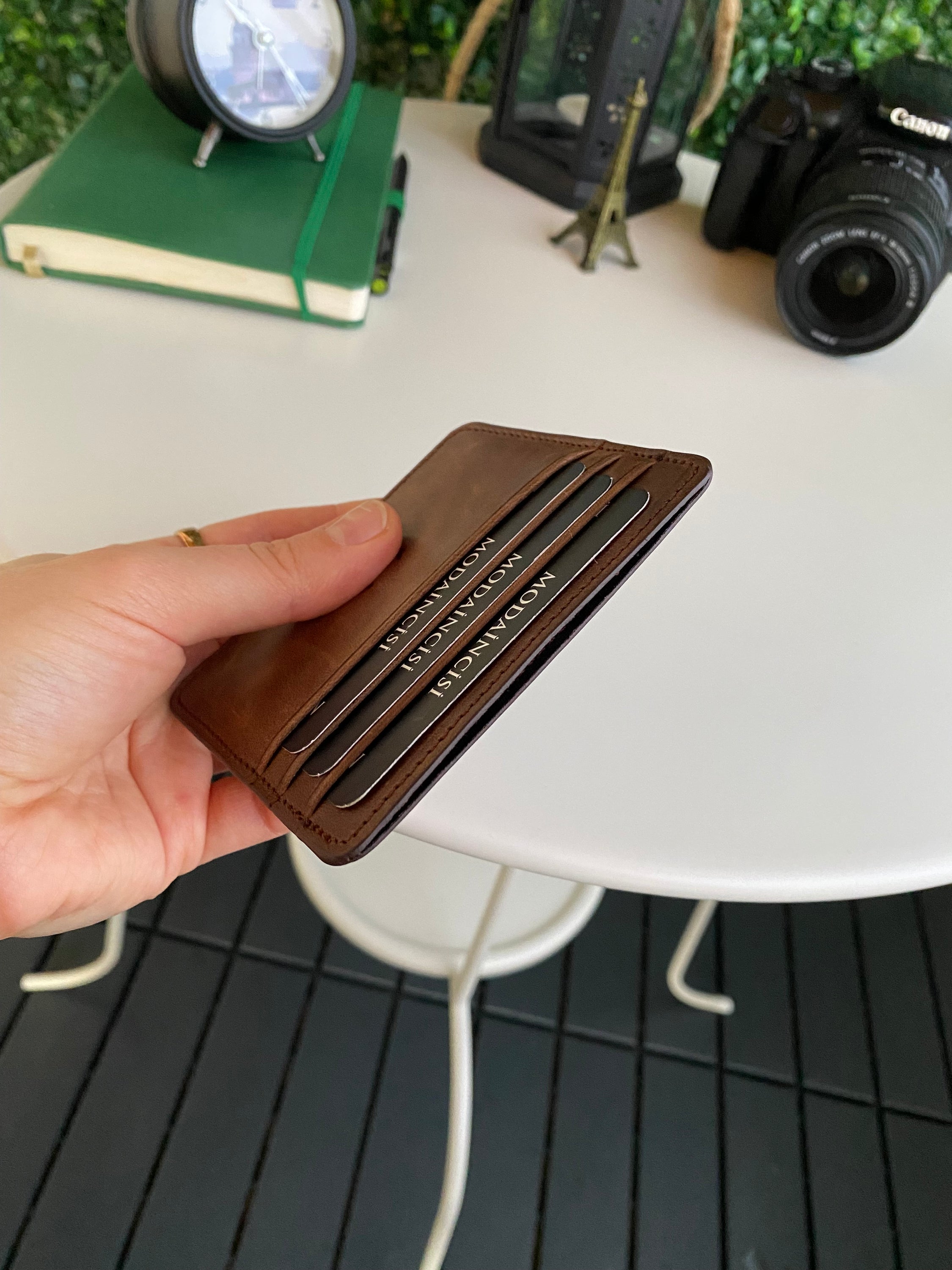 Ariza Genuine Leather Slim Cardholder showcasing its sleek design and high-quality leather finish.