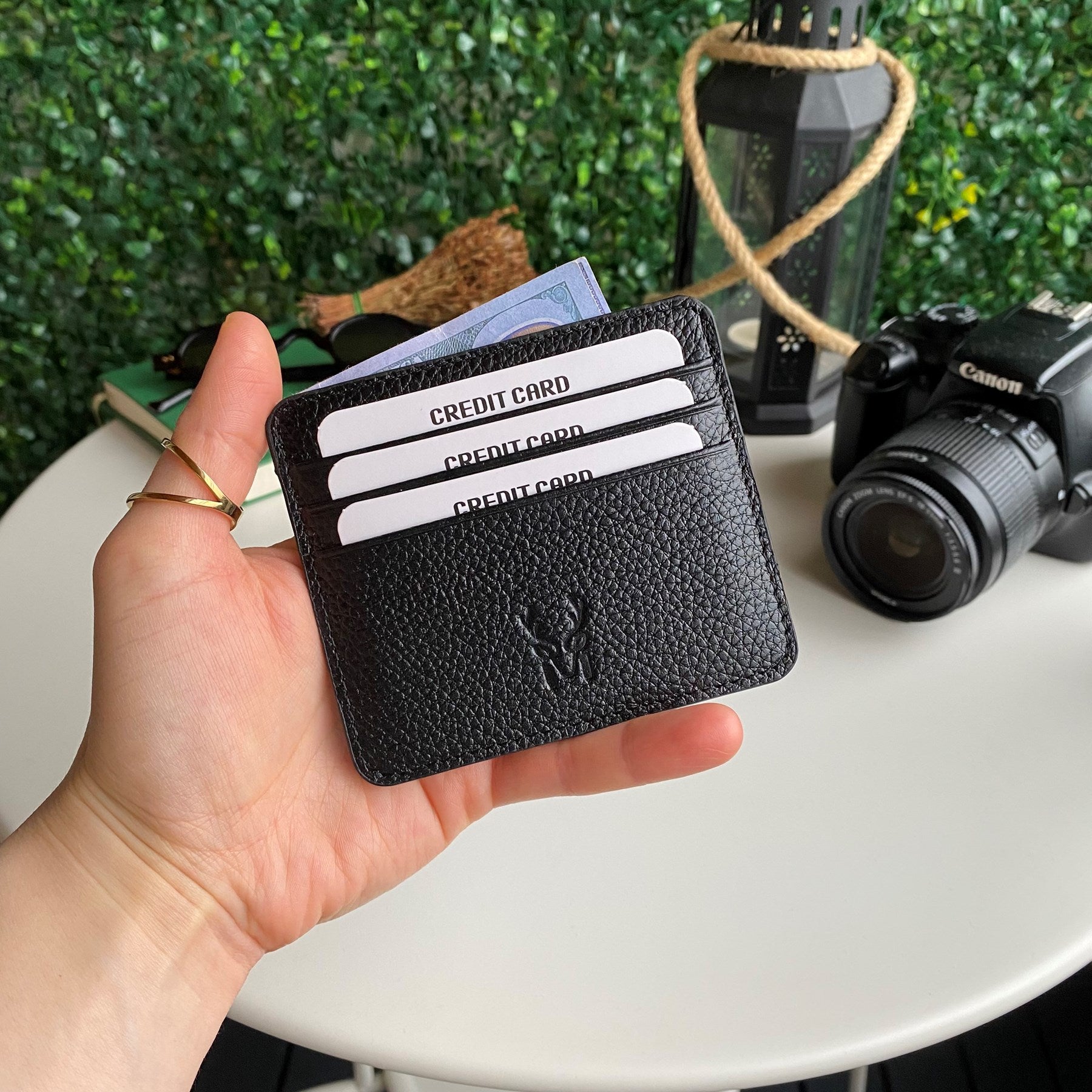 Ariza Genuine Leather Slim Cardholder showcasing its sleek design and high-quality leather finish.