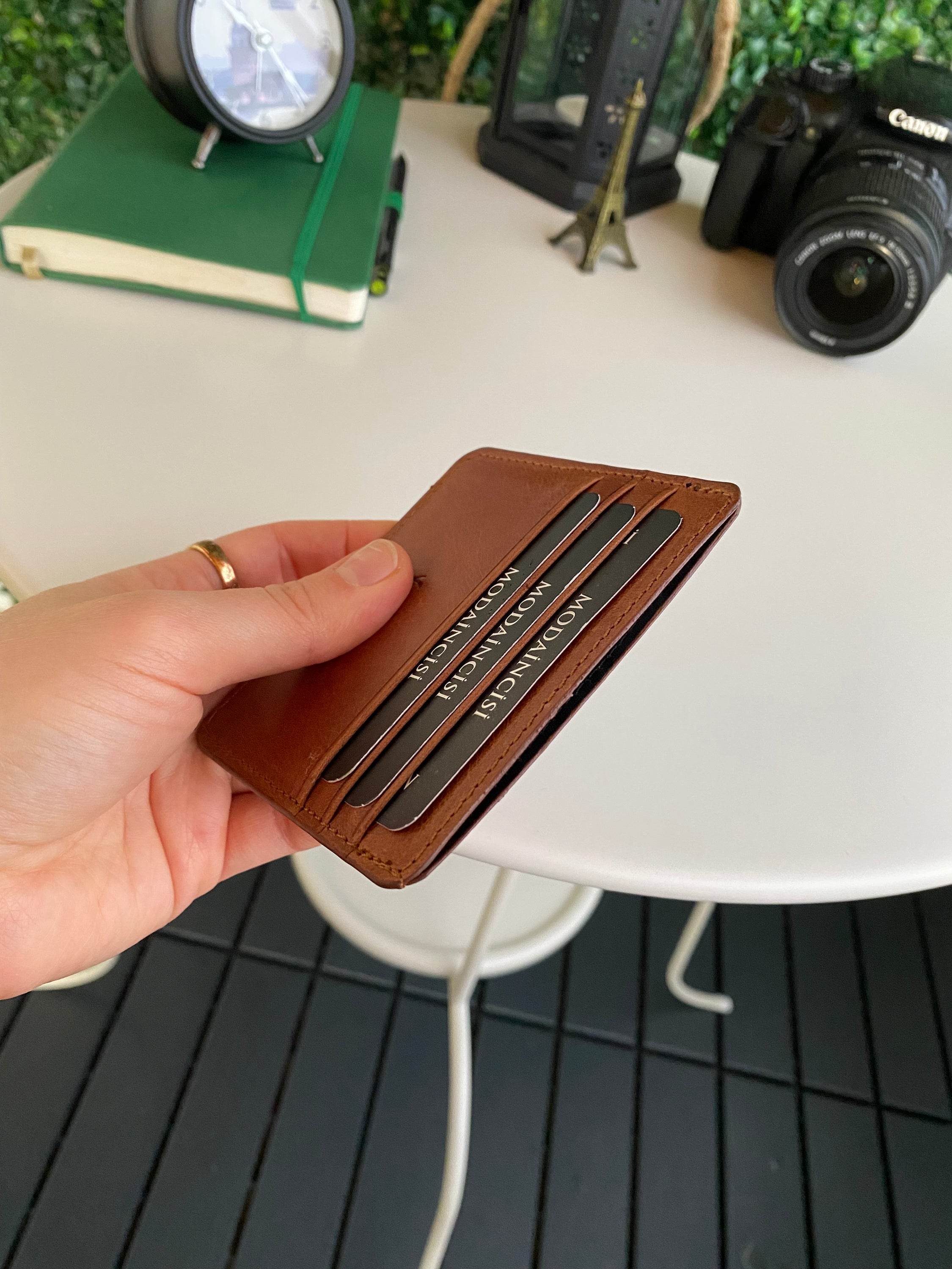 Ariza Genuine Leather Slim Cardholder showcasing its sleek design and high-quality leather finish.