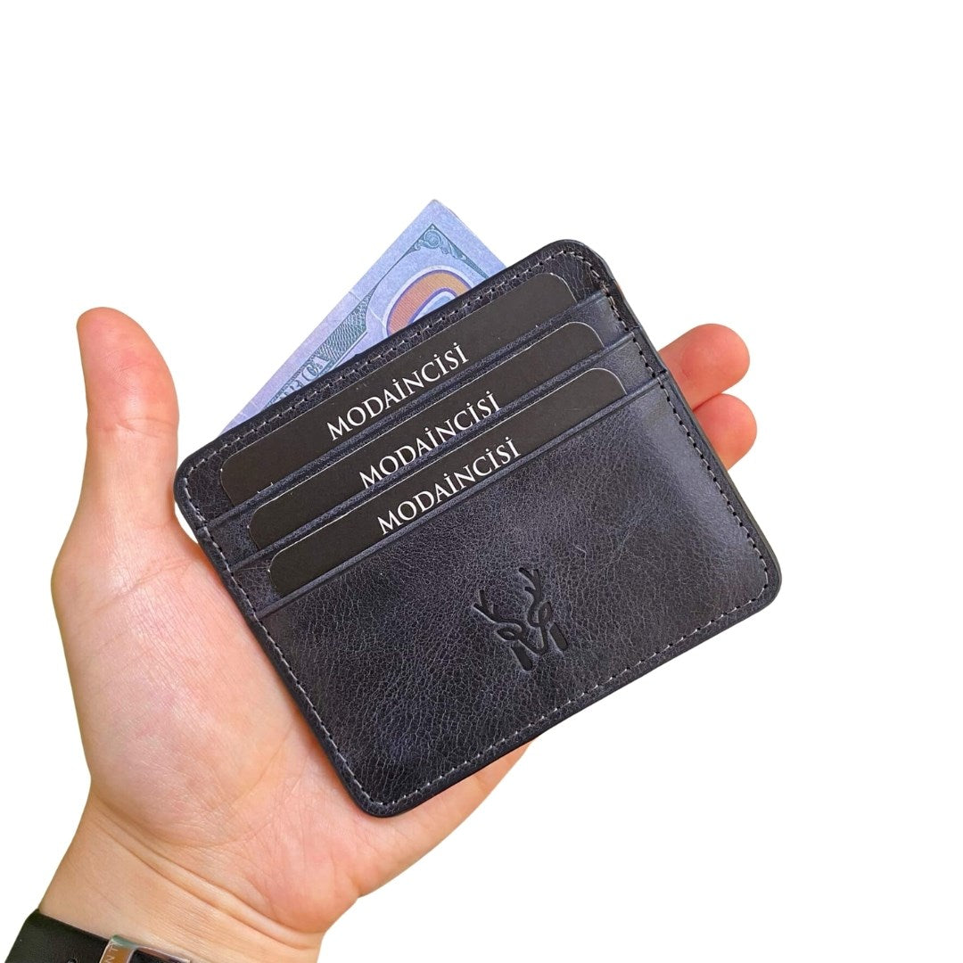 Ariza Genuine Leather Slim Cardholder showcasing its sleek design and high-quality leather finish.