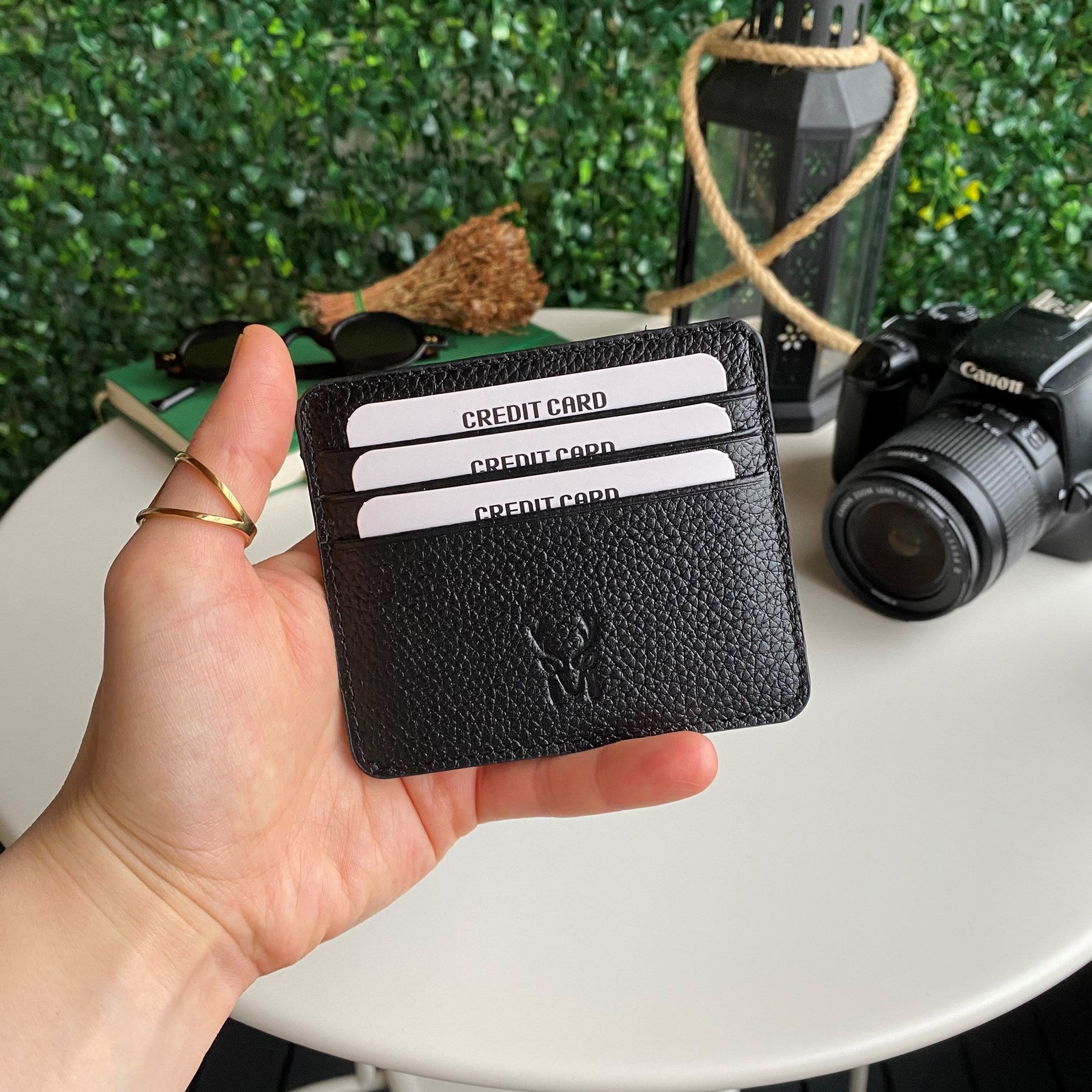 Ariza Genuine Leather Slim Cardholder showcasing its sleek design and high-quality leather finish.