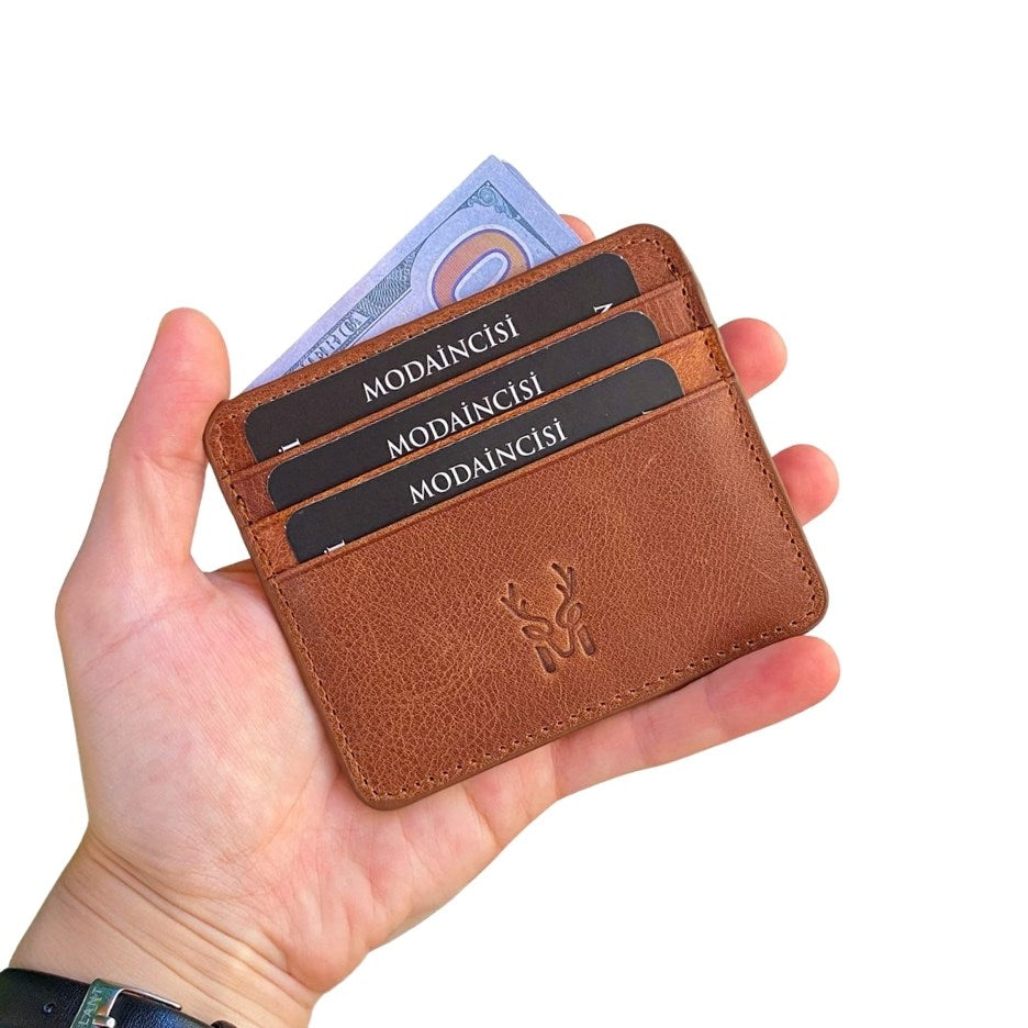 Ariza Genuine Leather Slim Cardholder showcasing its sleek design and high-quality leather finish.