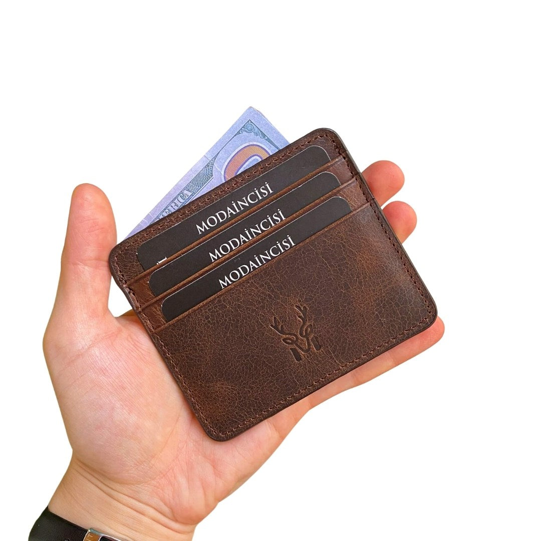 Ariza Genuine Leather Slim Cardholder showcasing its sleek design and high-quality leather finish.