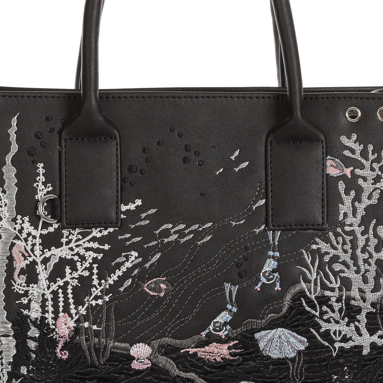 Artbook Medium - Seabed Shoulder Bag featuring unique ocean wave patterns and adjustable handle, made from vegan leather.