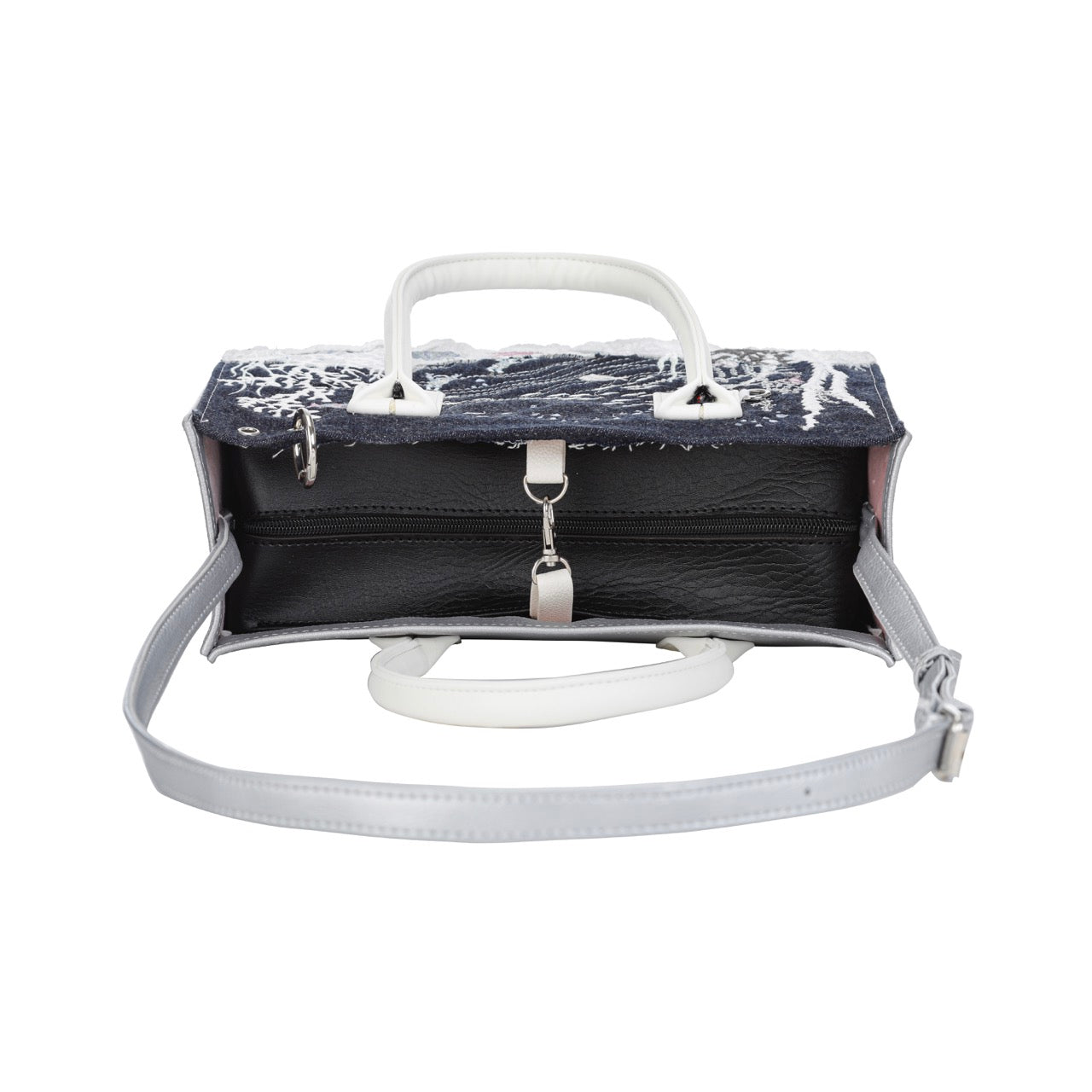 Artbook Medium - Seabed Shoulder Bag featuring unique ocean wave patterns and adjustable handle, made from vegan leather.