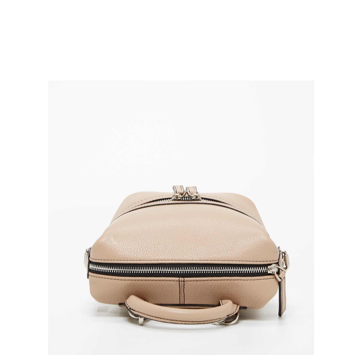 Ashley Small Leather Backpack Purse in Beige with silver zippers and leather tassels, showcasing its stylish design and practical features.