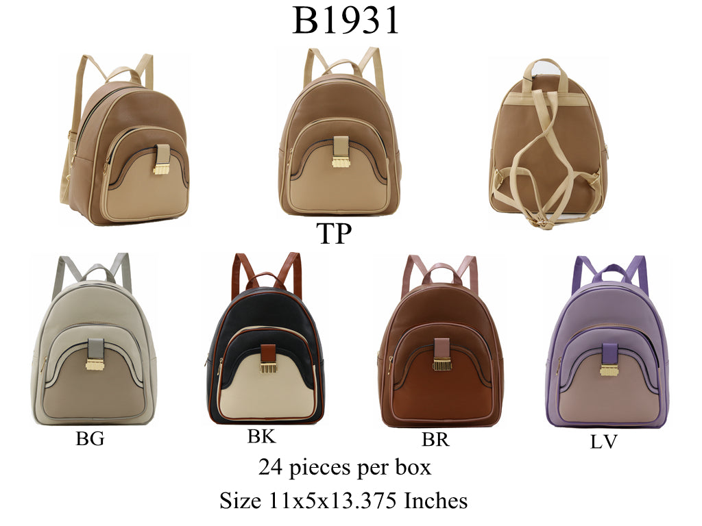 Backpack B1931 featuring a sleek design, padded straps, and spacious compartments, ideal for school and travel.