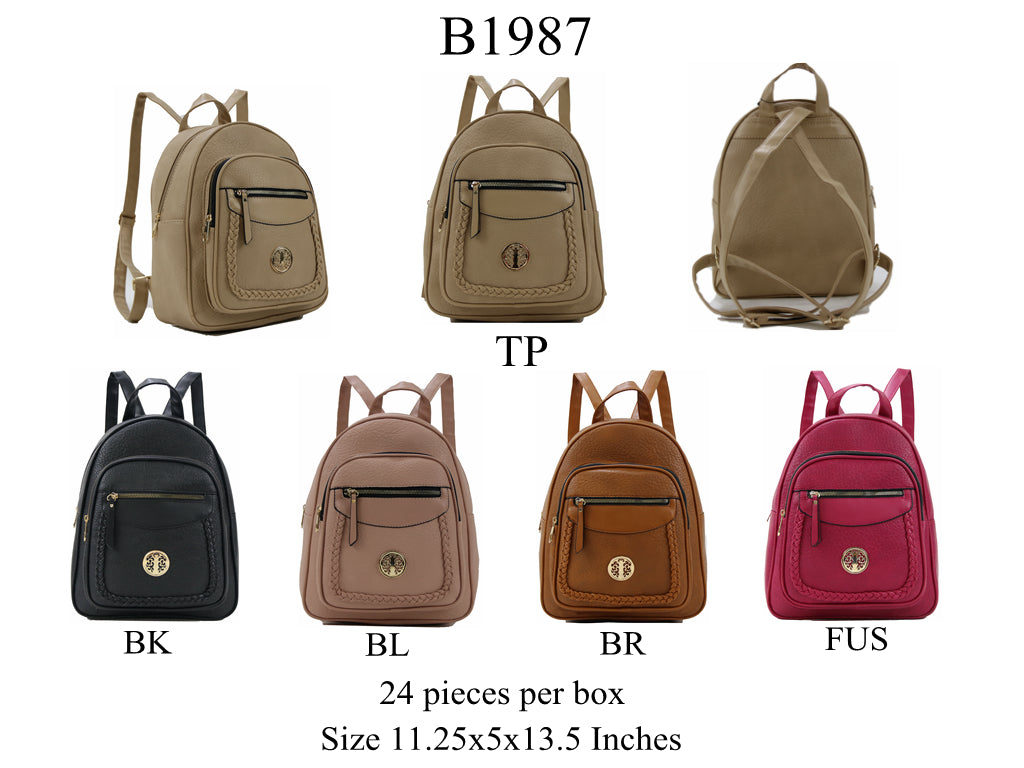 Backpack B1987 featuring a durable design, spacious compartments, and padded straps, ideal for school and travel.