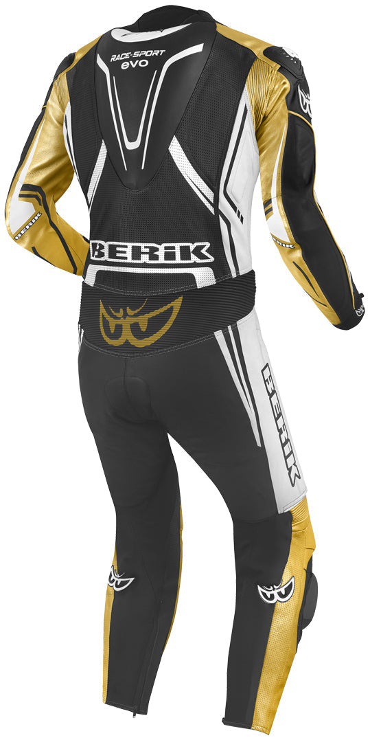 Berik Adria-X One Piece Motorcycle Leather Suit showcasing high-quality cowhide leather, aerodynamic design, and protective features.