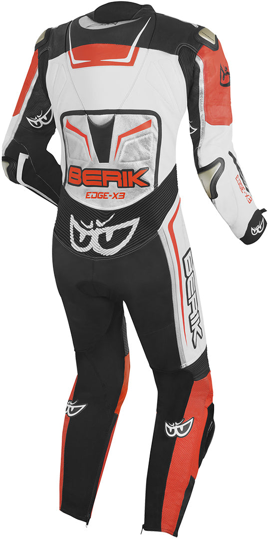 Berik Cosmic One Piece Motorcycle Leather Suit showcasing premium cowhide leather, aerodynamic design, and protective features.