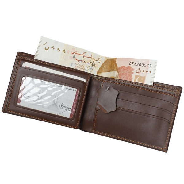 A sleek BI-FOLD Dollar Size Full Grain Cow Leather Mens Wallet showcasing its minimalist design and multiple compartments.