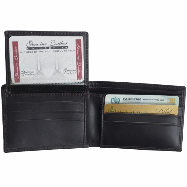 A sleek BI-FOLD Dollar Size Full Grain Cow Leather Mens Wallet showcasing its minimalist design and multiple compartments.