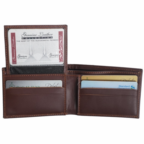 A sleek BI-FOLD Dollar Size Full Grain Cow Leather Mens Wallet showcasing its minimalist design and multiple compartments.