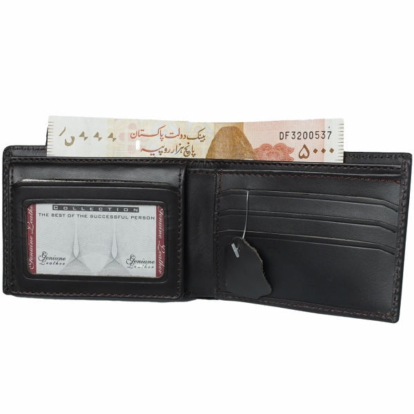 A sleek BI-FOLD Dollar Size Full Grain Cow Leather Mens Wallet showcasing its minimalist design and multiple compartments.