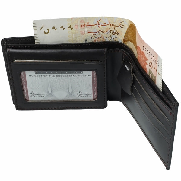 A sleek BI-FOLD Dollar Size Full Grain Cow Leather Mens Wallet showcasing its minimalist design and multiple compartments.