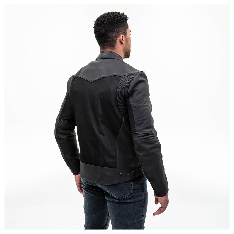 BILT Nomad Air Jacket showcasing leather and mesh hybrid design with reflective piping and detachable lining.