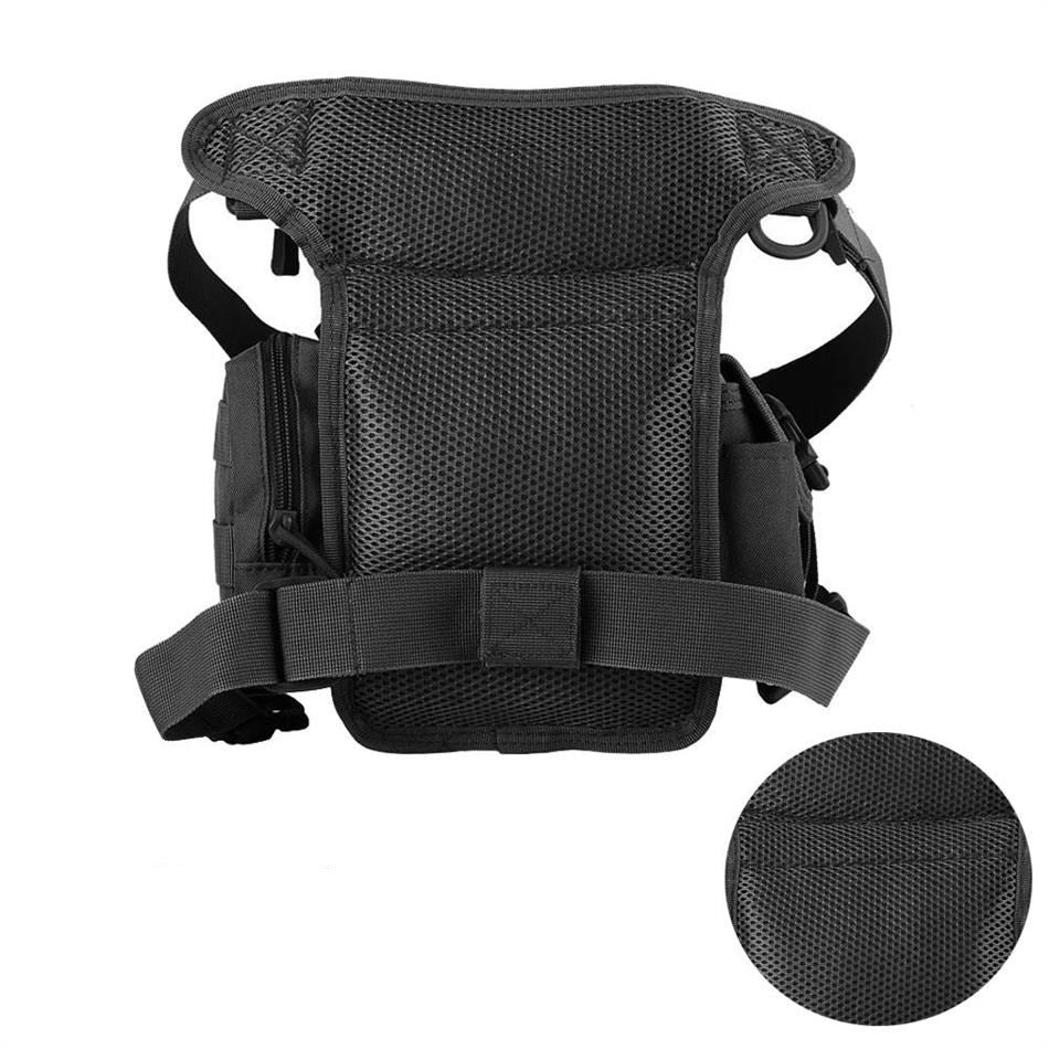 Black Outdoor Tactical Waist Bag made from durable 800D Oxford cloth, featuring multiple compartments for storage.