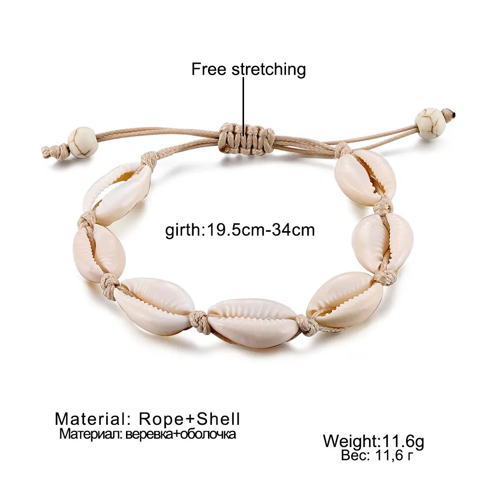 A stylish Boho Chic Shell Anklet featuring natural shells, perfect for trendy women.